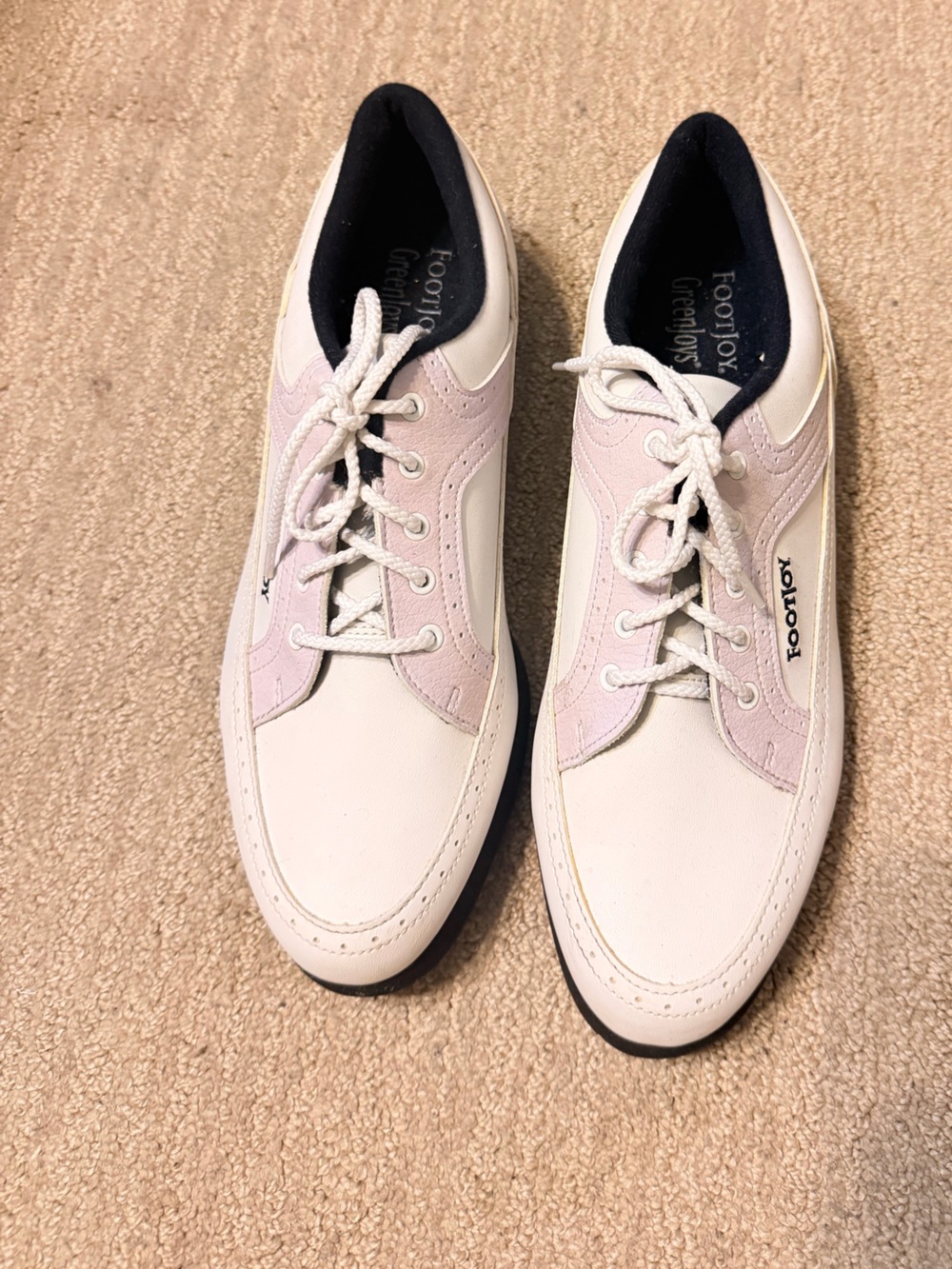 FootJoy White and Light Pink Lace-Up Golf Shoes